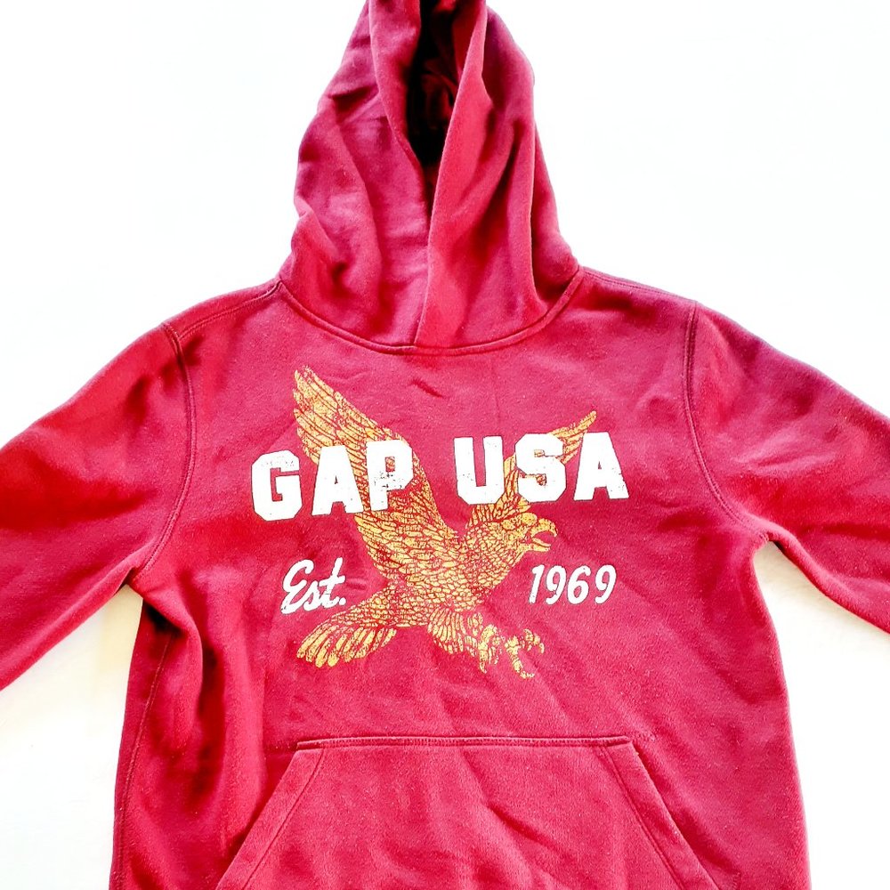 Gap Boys Hoodie Red Sweatshirt USA Eagle Large